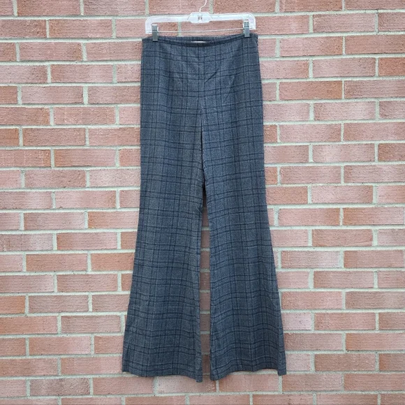 Michael Kors Collection Lyndon plaid Stretch Wool Flannel flared pants Size 6 - Picture 2 of 8